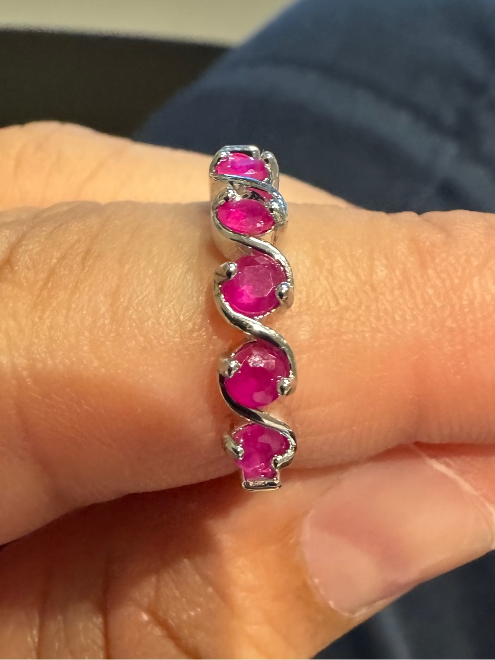 RUBY natural stone Multi-Stone Ring Adjustable